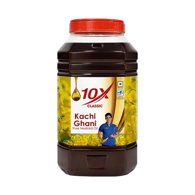 10x Classic Kachi Ghani Mustard Oil 5 L Hdpe Jar