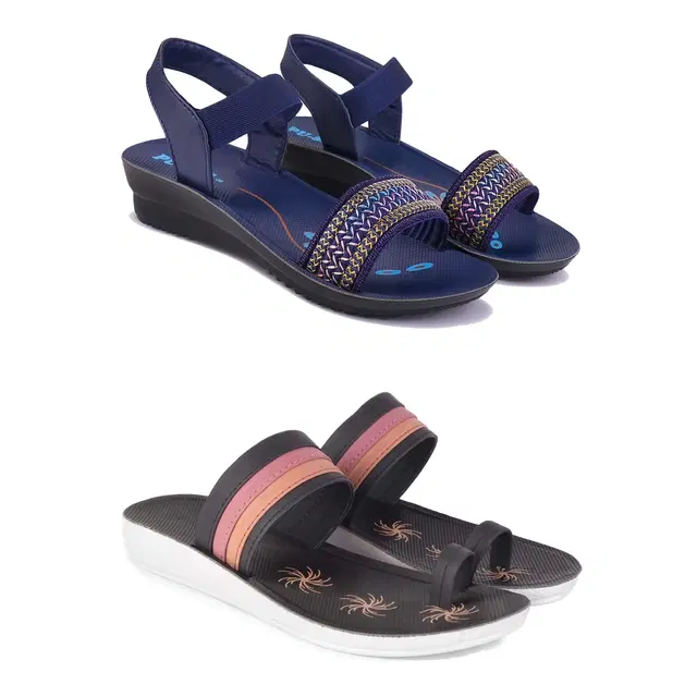 Combo of Flats & Sandals for Women, Set of 2 (Multicolor, 6)