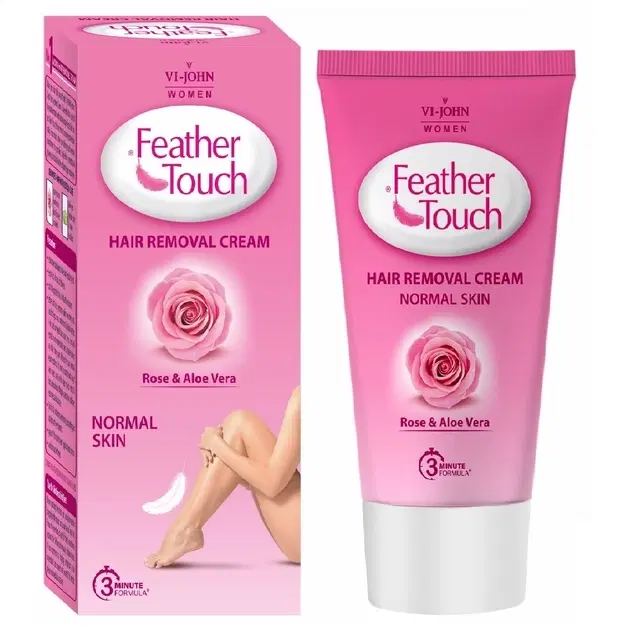 VI-JOHN Feather Touch Hair Removal Cream Rose & Aloe Vera Tube for Normal Skin 40 g