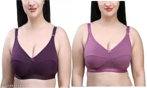 Non Padded Full Coverage Bra for Women, Pack of 2 (Purple, 32B)