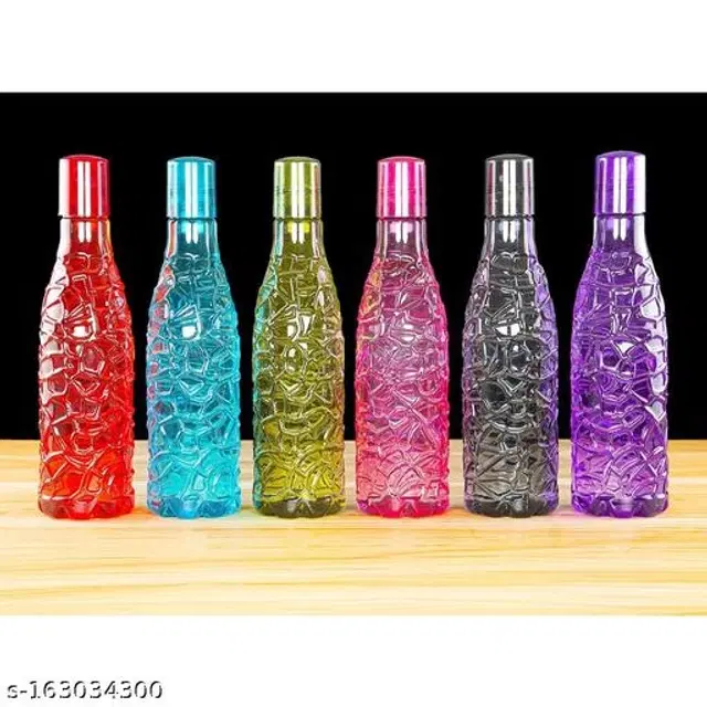 Plastic Water Bottles, Multicolor, 1000 ml, Pack of 6