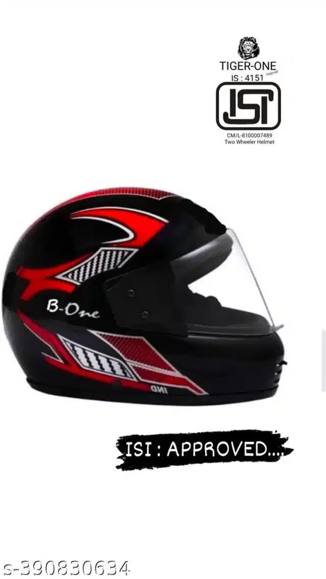 Full Face Helmet for Men & Women, Black & Red