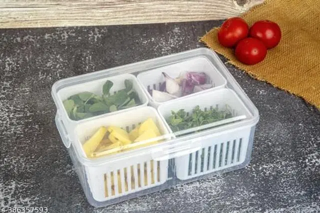 Plastic Fridge Storage Container, Transparent, 1500 ml