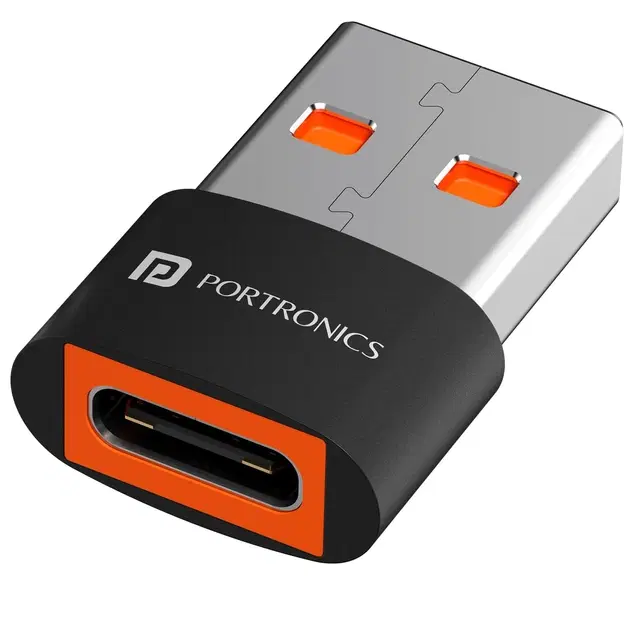 Portronics Bridge X USB 3.0 Type C Female to USB Male OTG Adapter, 5Gbps High Speed Data Transfer, Fast Charging, Compatible with Laptops, Tablets, Smartphone, Chargers and More Devices, Black, Pack of 1