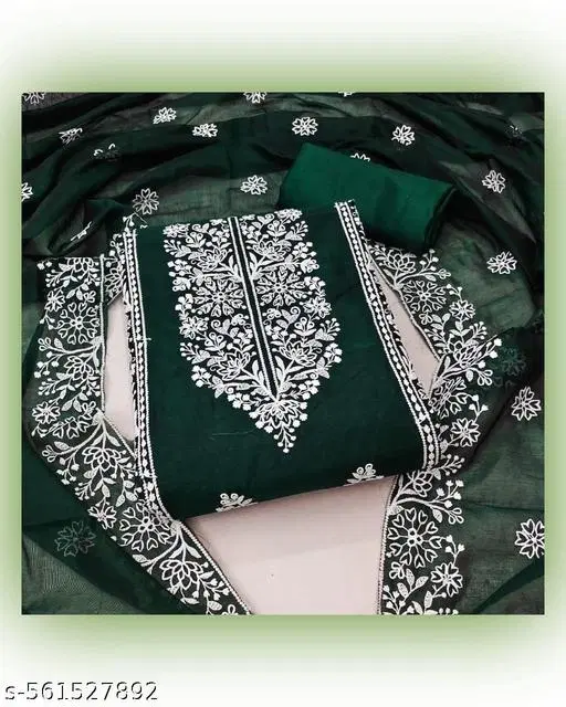 Chanderi Cotton Punjabi/All Over Suits for Women (Green, 6.05 meter (M)