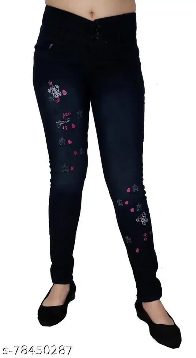 Denim Jeans for Girls (Black, 7-8 Years)