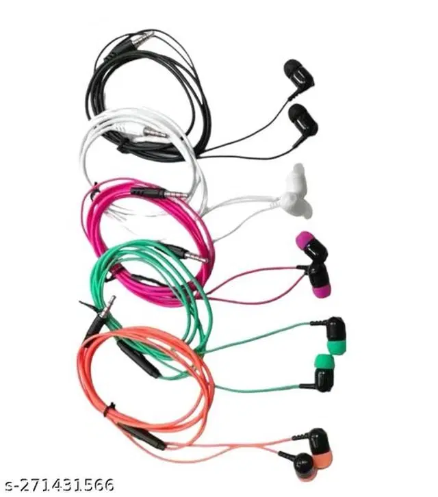 Premium 3.5 mm Jack Wired Earphones, Multicolor, Pack of 5