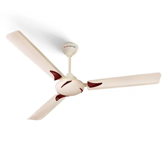 LONGWAY Creta P1 Ultra High Speed 3 Blade Ceiling Fan, 1200 mm, Ivory, Pack of 1