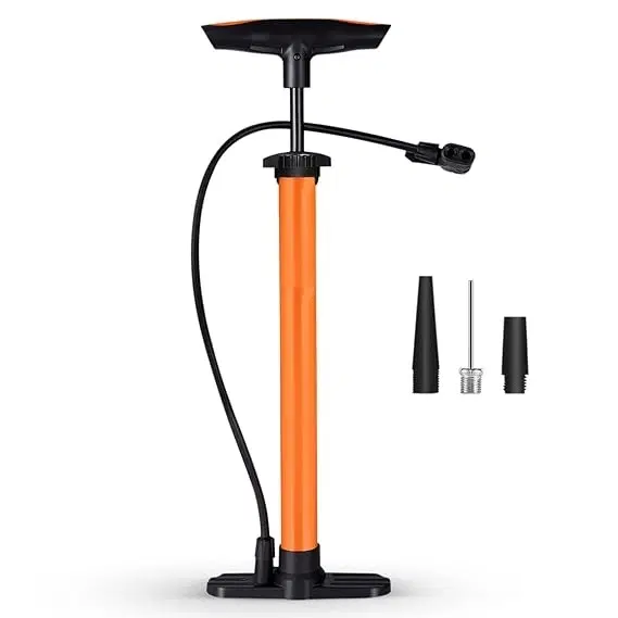Plastic Bicycle Pump, Orange & Black