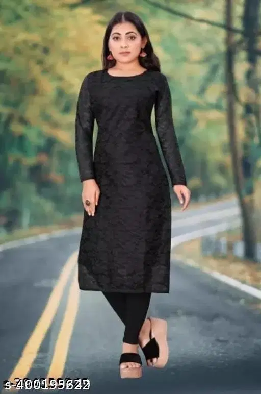 Net Kurti for Women,  Black  (S)