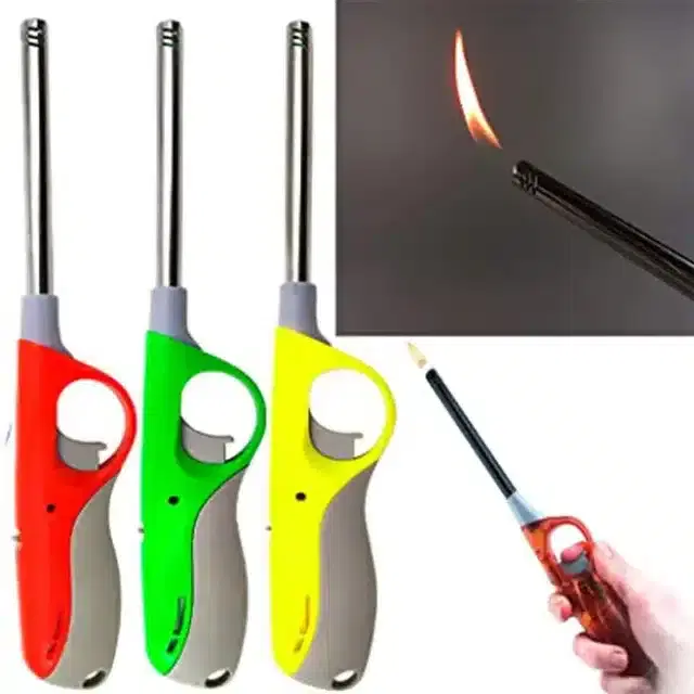 Stainless Steel Refillable Gas Lighter, Multicolor, Pack of 3