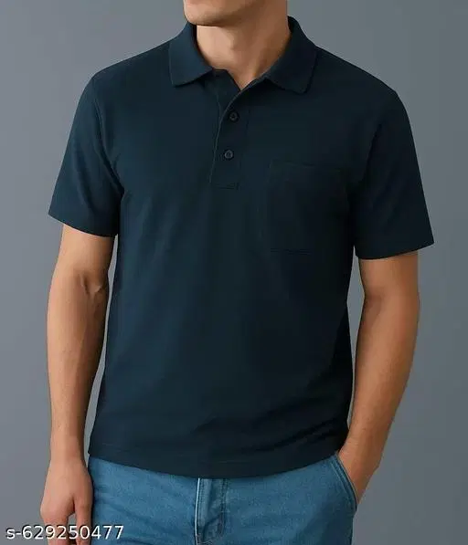 Cotton Blend Solid T-shirt for men, Navy Blue (XL)