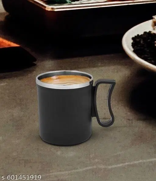 Premium Stainless Steel Inner Mug with Lid – Insulated Coffee & Tea Cup (350ml, Black)