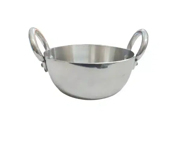 Aluminium Deep Kadai, Silver, 6 Inches