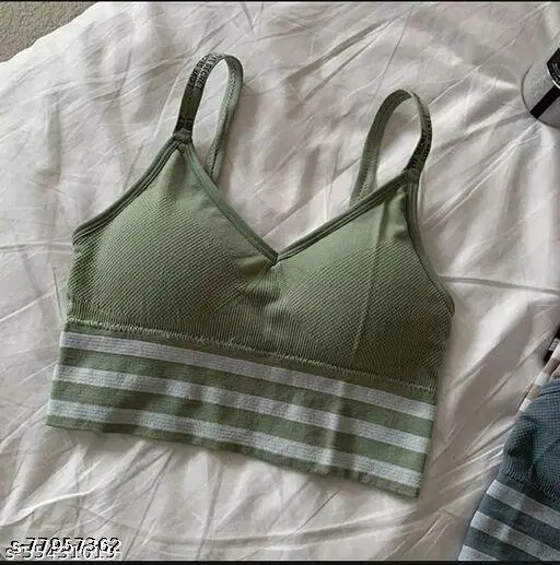 Cotton Blend Sports Bra Women, Green (34B)