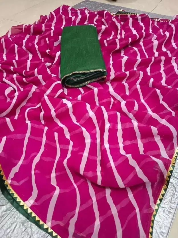 Georgette Printed Saree for Women (Pink, 6.3 m)