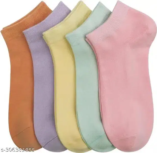 Cotton Socks for Women, Set of 5 (Multicolor)
