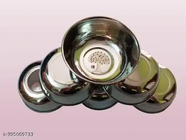 Stainless Steel Bowls, Silver, 250 ml, Pack of 6
