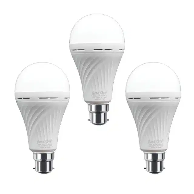 Rechargeable LED Bulb, Pack of 3, White, 9 W