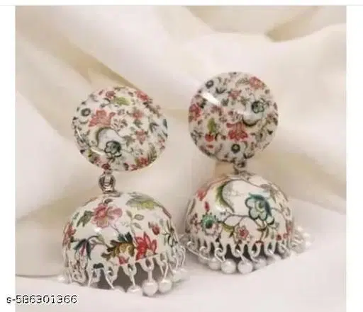 Latest stylish printed jhumka earrings
