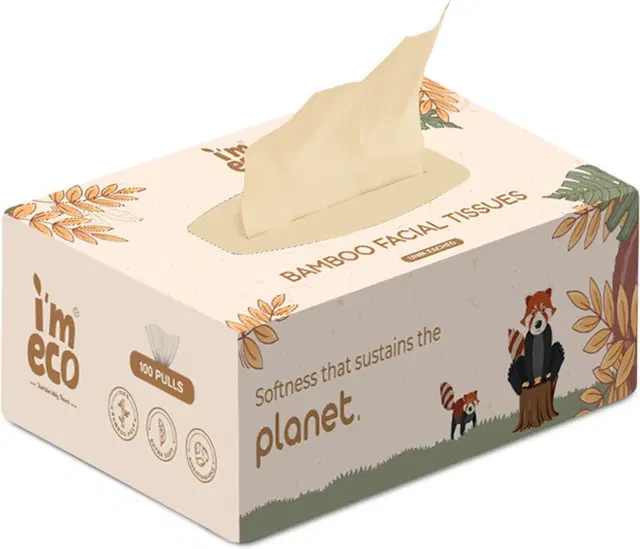 IMECO Soft Bamboo Facial Tissue Paper 100 Pulls| 2 Ply | Soft & Highly Absorbent