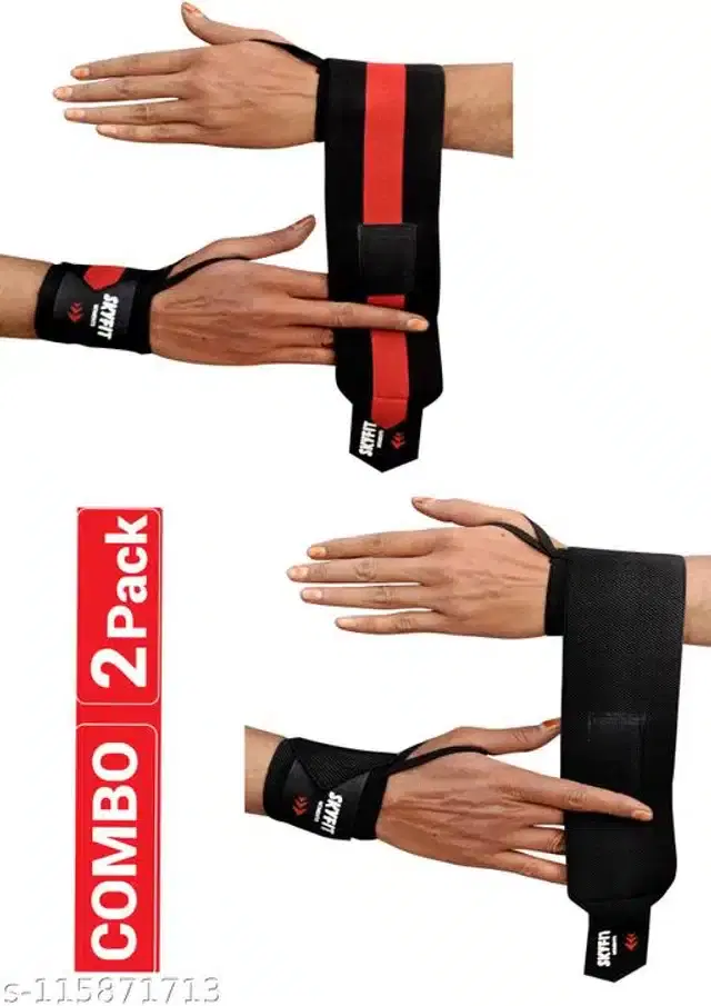 Polyester Exercise Gloves, Red & Black, Set of 2