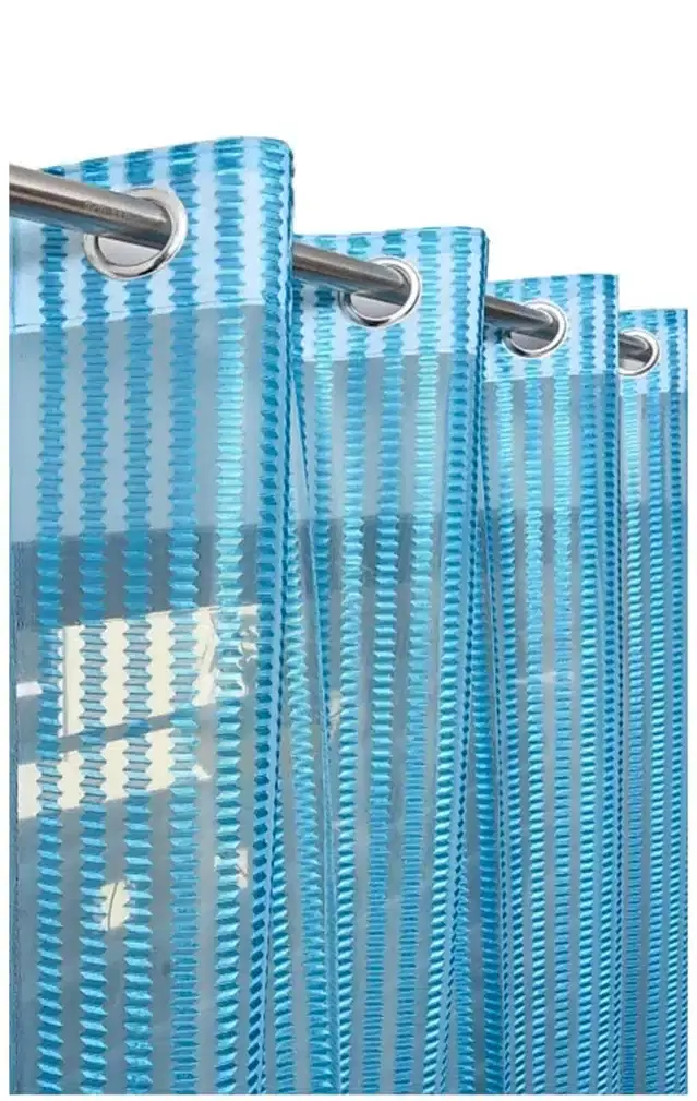 Semi Transparent Net Window Curtains, Pack of 2, Aqua Blue, 5 feet