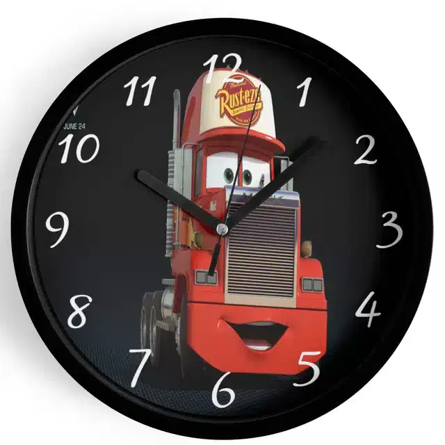 Analog Cars Wall Clock for Home, Black, 7 Inches