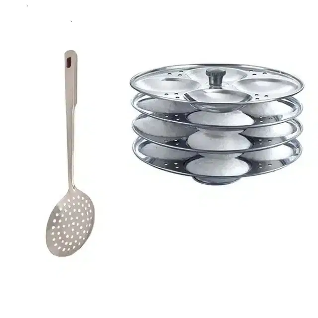 Stainless Steel Poni & Idli Making Stand of 4 Plates, Combo of 2