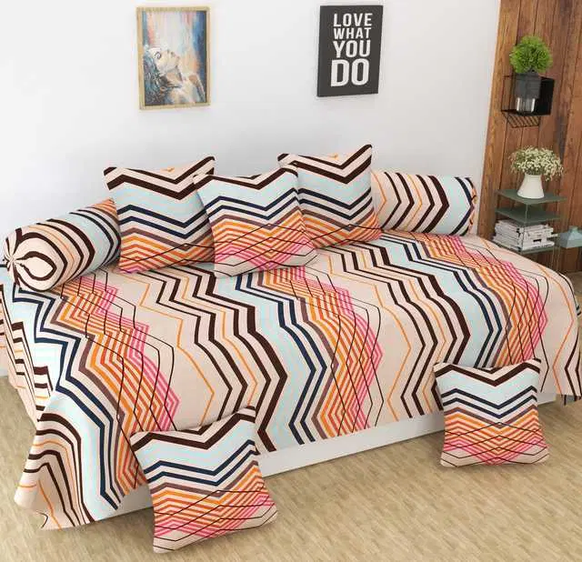 Homefab Microfiber Diwan Set, Peach, 60X88 In, HF-140