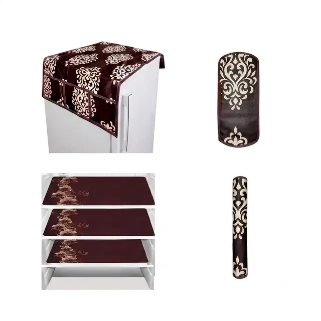 Grover Knit Printed Fridge 3 Pcs Mat With 2 Pcs Handle & Top Cover Pack of 6