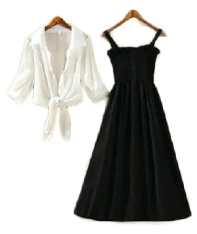 Poly Crepe Dress for Women (Black & White, S)