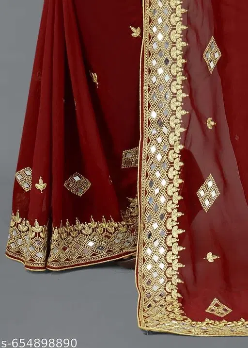 Rich Saree for Women (Maroon, Free Size)