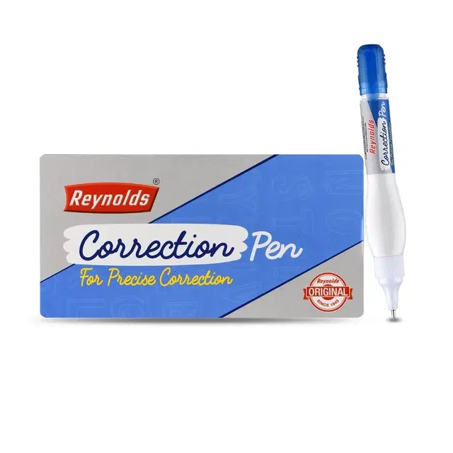 Reynolds Correction Pen Whitener I Smudge Free Operation with Unique Squeeze Control Applicator I Precise Whitener Pen for Correction, Pack of 1