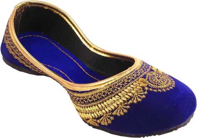 Women Suede Ethnic Jutis (Blue, 5) (SD-721)