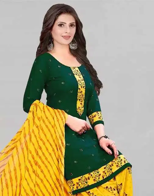 Sharda Creation Women's Dress Material (Green) (SC01)