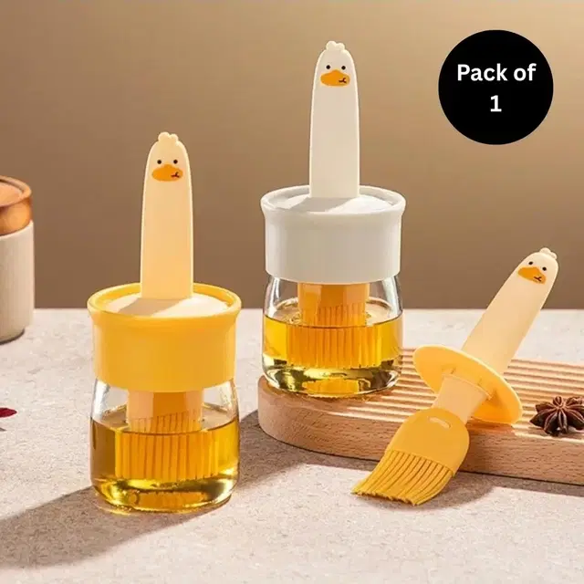 2 IN 1 Oil Dispenser Bottle with Silicone Basting Brush for Cooking, Pack of 1, Assorted