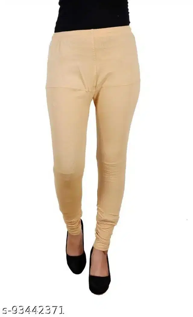 Cotton Leggings for Women (Cream, 26)