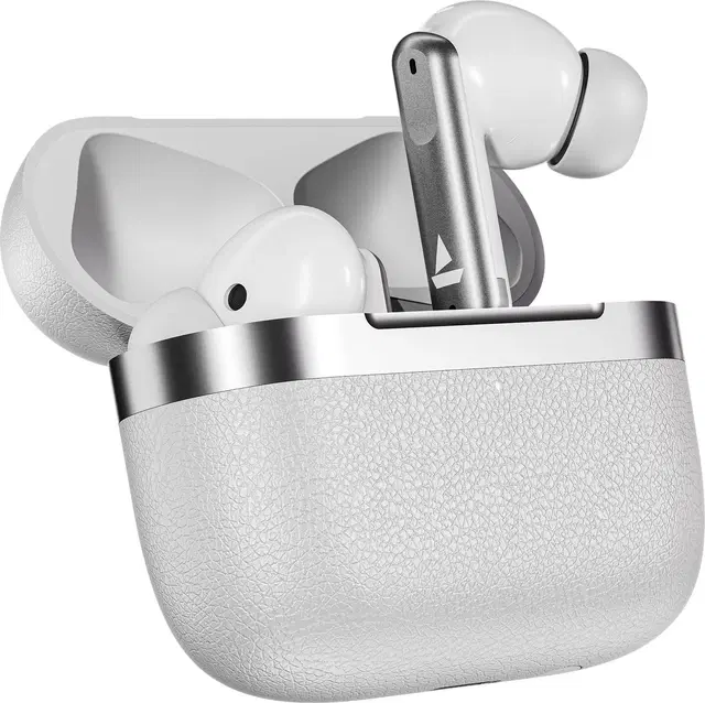 boAt Airdopes 111v2, Leather Finish,4Mics ENx, App Support Bluetooth Headset (Ivory White, True Wireless)