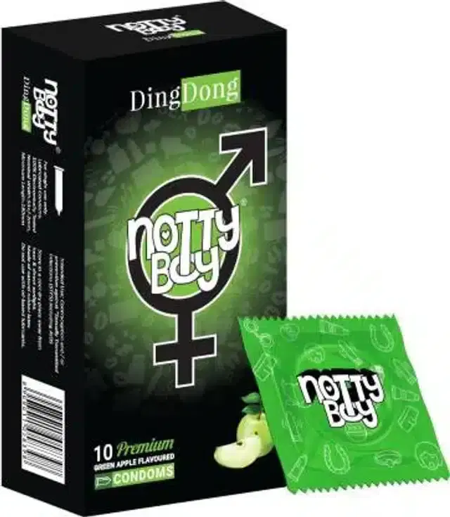 NottyBoy Green Apple Flavour DingDong Condoms, Pack of 10
