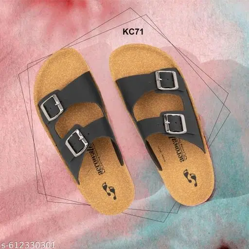 Aerowalk Leather Sliders for Men (Black, 7)