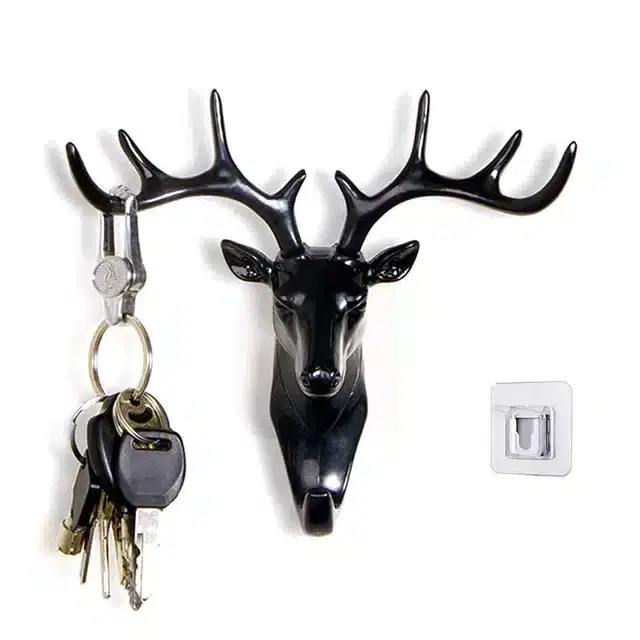 Deer Head Wall Key Holder, Black