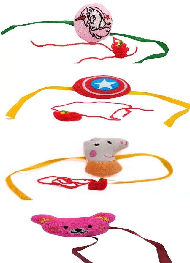 Synthetic Rakhi for Kids (Multicolor, Pack of 5)