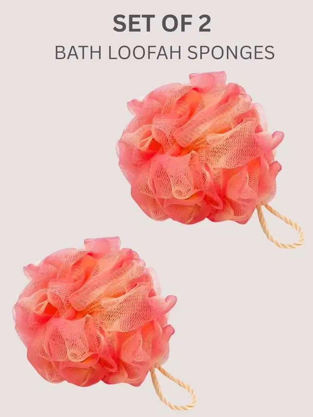 Basicare Luxe White Loofah Sponge Body Scrubber Gentle Exfoliating Sponge Pack of 2