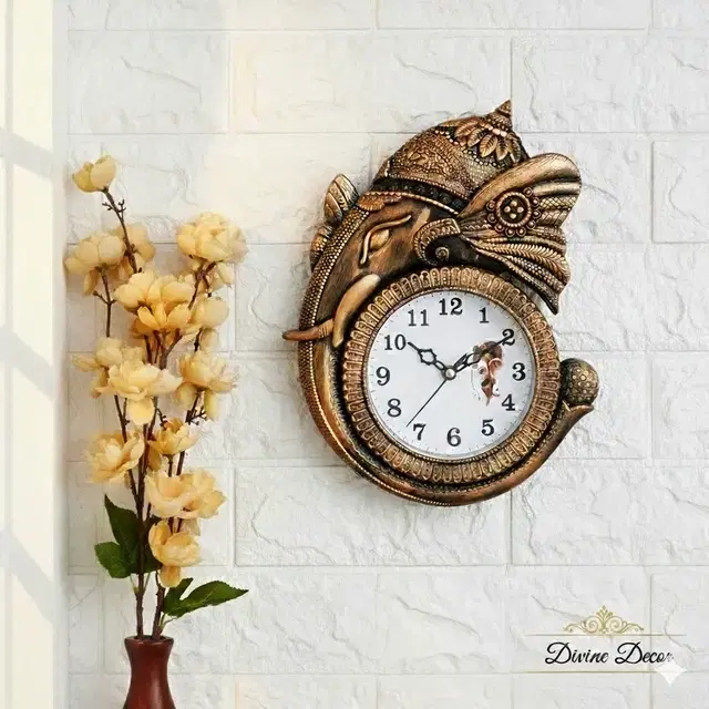 DIVINE CRAFT Analog Wall Clock, Brown, 27.94x22.86 cm
