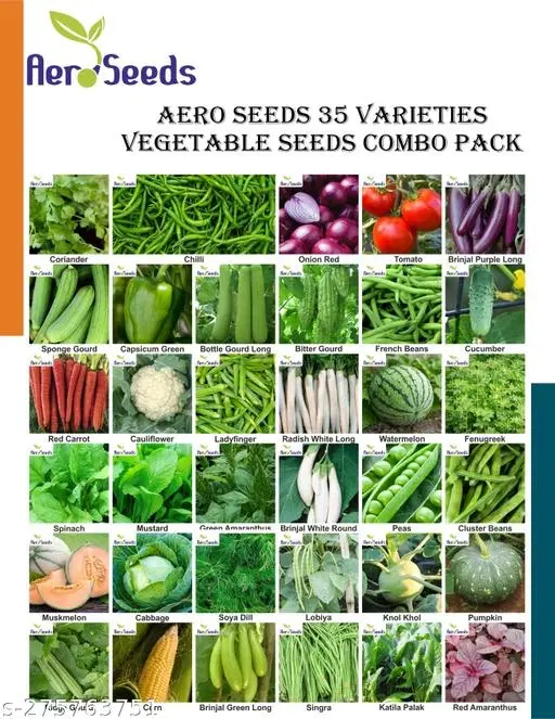 Aero Seeds Combo of 35 variety vegetable seeds with instruction manual.