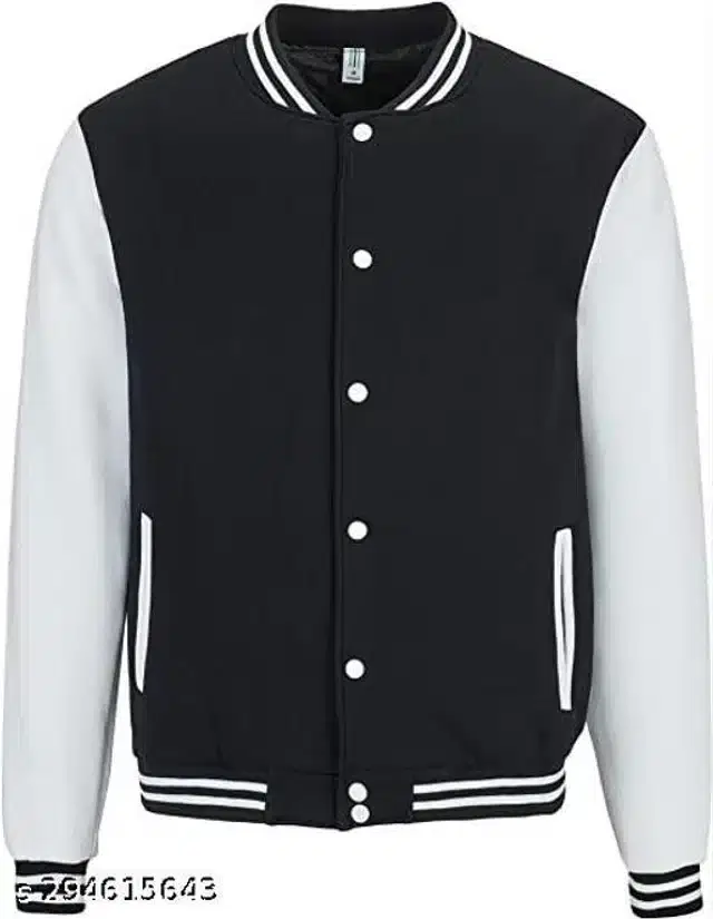 Full Sleeves Jacket for Men (Black & White, S)
