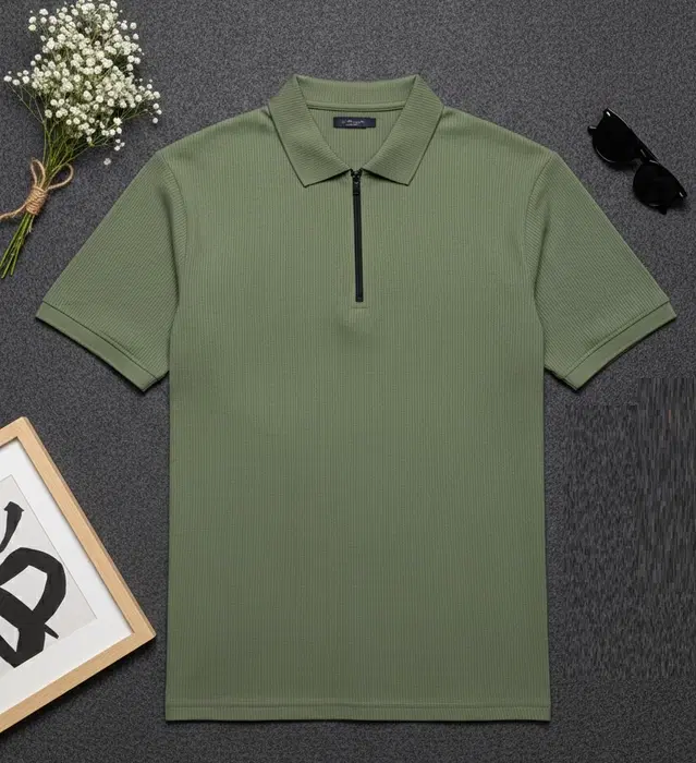 Polyester Solid T-shirt for Men, Olive (M)