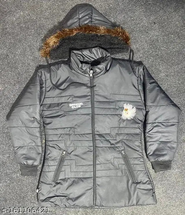 Polyester Jacket for Girls (Grey, 2-3 Years)