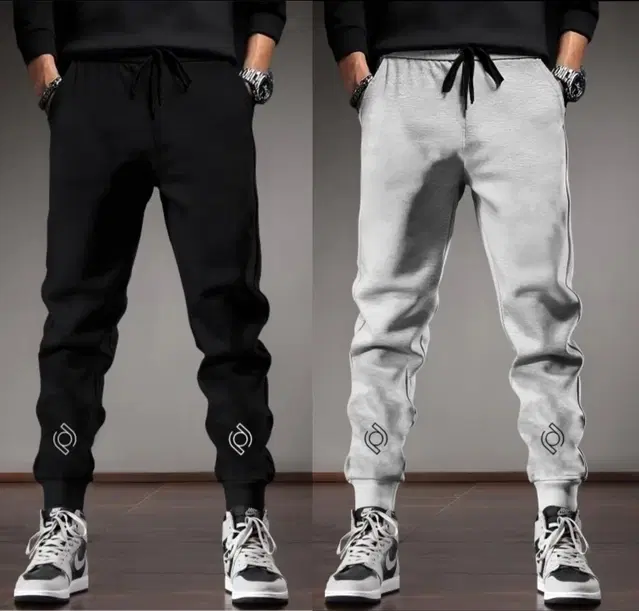 Polyblend Printed Trackpants for Men, Black & Grey, Pack of 2 (M)